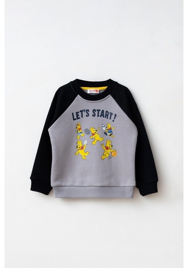 Erkek Çocuk Reglan Kollu Baskılı Sweatshirt - Lacivert Lacivert