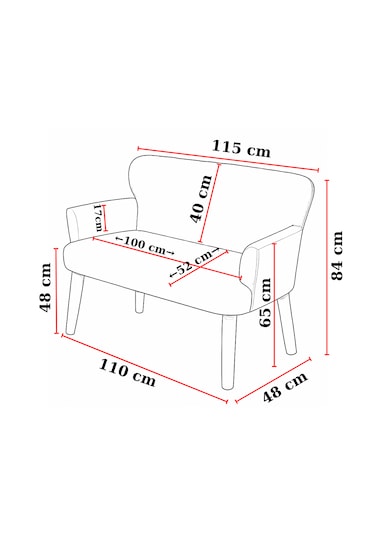 Roma Çay Seti Koltuk Takımı - Babyface Kumaş - Ahşap Ayak - Koyu Gri