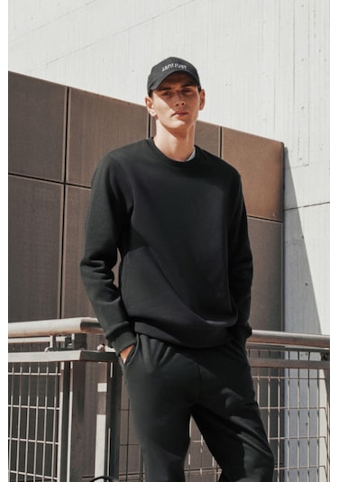 George Henry 2'li Paket Pamuklu Standart Fit Normal Kesim Bisiklet Yaka Sweatshirt Siyah