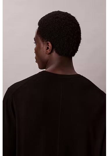 Erkek Regular Fit Merinos Yünü Triko Kazak - Siyah Black