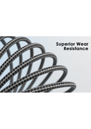 Reedark 3a Hızlı Şarj Kablosu, 2 Metre Yüksek Hızlı Veri Kablosu, Gri