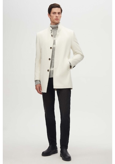 Ds Damat Regular Fit Ekru Hakim Yaka Kaşe Kaban 5hf08ort10002 Ekru