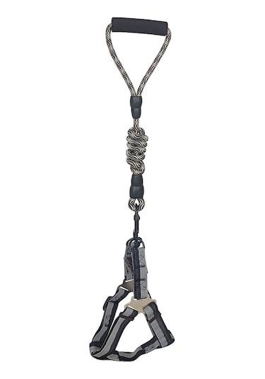 Köpek Göğüs Tasma Seti Dalga Desenli 1.5 Cm 35-48 Cm Siyah-beyaz Beyaz - Siyah