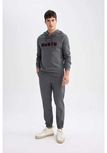 DeFacto Regular Fit Kapüşonlu Baskılı Kalın Sweatshirt L5850AZ24AUGN807