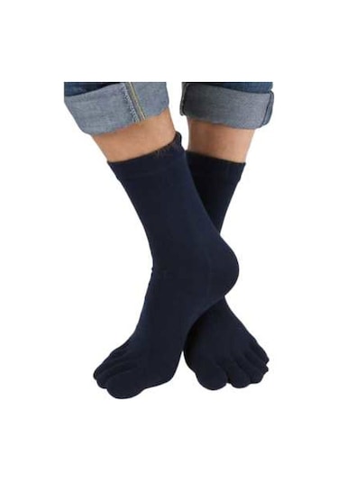 Tezzgelsin Erkek 6'lı Antibakteriyel Bambu Parmak Çorap 36-44 Numara Lacivert