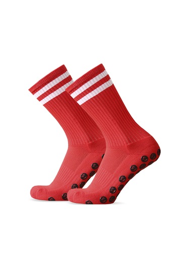 Xindoker Kırmızı Futbol Çorabı - Ravelin, Nemi Emici, Kaymaz Altı, 1 Çift - Polyester + Spandex Kırmızı