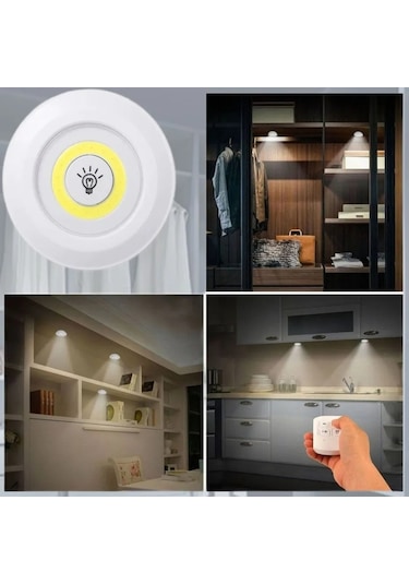 Ximistore9 Cob Led Kumandalı Dokunmatik Gece Lambası - 3'lü Paket + Kumanda, 2 Parlaklık Seviyesi, 30 Dakika Zamanlayıcı, Akıllı Ev Ve Dolap Için Beyaz
