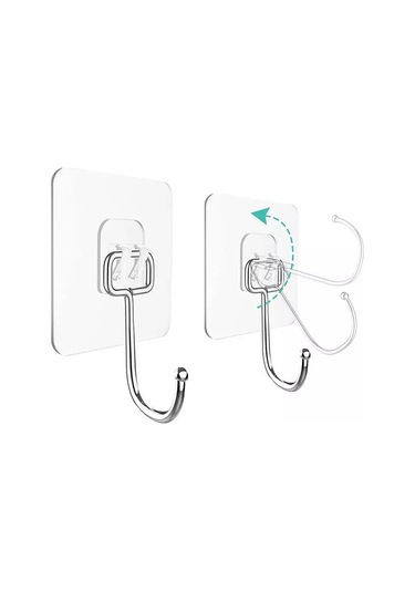 Honmex 7x7cm Süper Güçlü Akrilik Zımba - Yerleştirme Olmadan 44 Lbs Taşıyor, Rustsuz, Banyo/mutfak Uygun 20 Adet Şeffaf