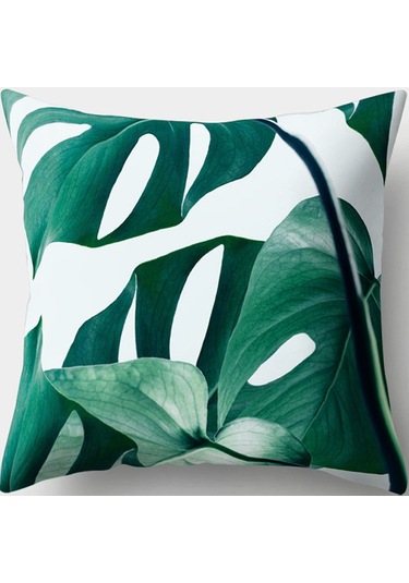Yastık Kırlent Kılıfı: Yeşil Bitki, Çiçek, Devetabanı Yeşil