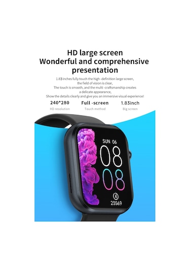 Geeroyoo JZR GY 1.83" Hd Dokunmatik IP67 Su Geçirmez 20+ Spor Modu Android İos Uyumlu Unisex Fitness Takipçi Akıllı Saat