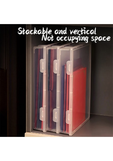 Leasetake Plastik Dosya Düzenleyici Şeffaf Kare Saklama Kutusu A4 Saklama Kutusu Dosya Saklama Kutusu L Beyaz