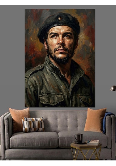 Devrimci Lider Che Guevara Portresi Dekoratif Kanvas - Mdf Ahşap Tablo