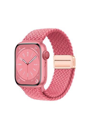 Watch 44mm Joiecreatif Krd-134 Örgü Tasarımlı Hasır Kordon Strap Kayış - Pembe
