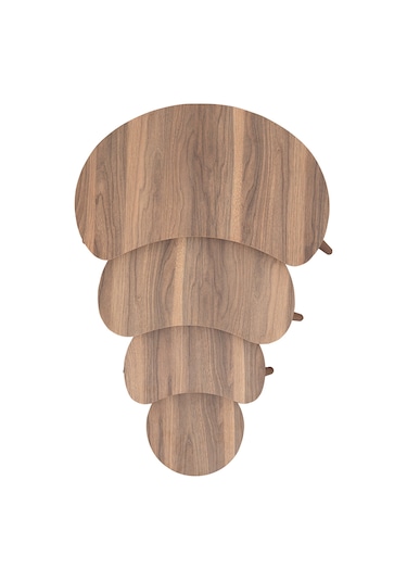 Vovvahome Moon 4lü Dörtlü Mdf Ahşap Zigon Sehpa - Ceviz