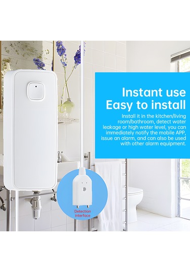 Reedark Wifi Su Kaçığı Algılayıcı, Tuya Uygulamasıyla Kontrol, 85db Ses, Ip67 Su Geçirmez, Mutfak/banyo/ Bodrum İçin Akıllı Uyarı Cihazı Beyaz