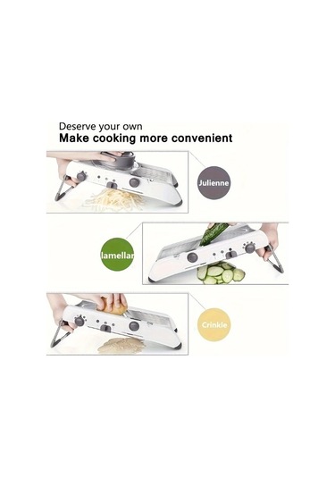 Dashanshop Beyaz 1 Takım Manuel Sebze Dilimleyici Paslanmaz Celik Ayarlanabilir Kalinlik Ergonomik Sap Beyaz