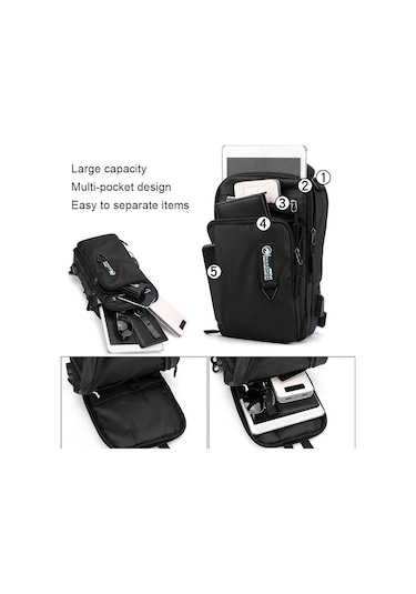 Haoshuai 1100-17 Usb Şarj Portlu Erkek Crossbody Göğüs Çantası 001