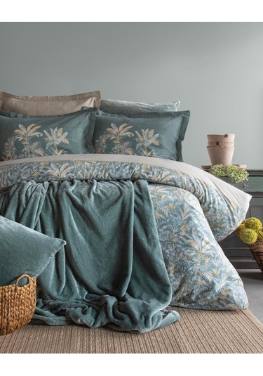 Apricitas Home Yatak Örtülü Nevresim Set Tammy Yeşil Çift Kişilik Yeşil