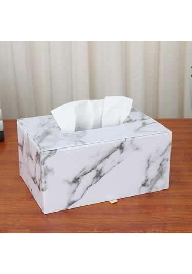 Youmex Lüks Mermer Desenli Kağıt Havlu Kutusu - Ev Otel Restoran Dekorasyonu - Büyük Boy Kareli Ev Gereci