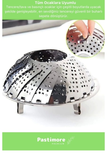 Özel Üretim Yüksek Kaliteli Ayarlanabilir Katlanabilir Paslanmaz Çelik Buharda Pişirme Sepeti