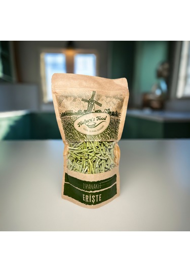 Ispanaklı Erişte 400gr Buğday Unu, Süt, Ispanak Püresi, Yumurta, Irmik, Tuz.