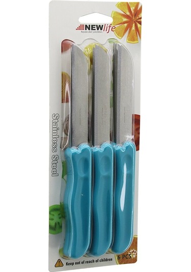 6pcs Meyve Bıçak Renkli Plastik Saplı 4741 Ahşap - Kırmızı