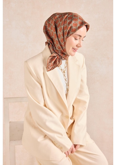 Silk Home Twill İpek Eşarp Zincir Kiremit Çok Renkli