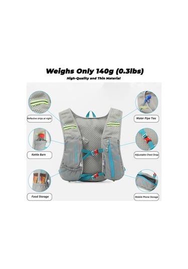 Tongxida Deniz Mavi Nilon Spor Sırt Çantası, Yansıtıcı Detaylı, Su Bladder Uyumlu, Bisiklet Ve Koşu İçin, Omuz Askılı Cep Tele Açık Mavi