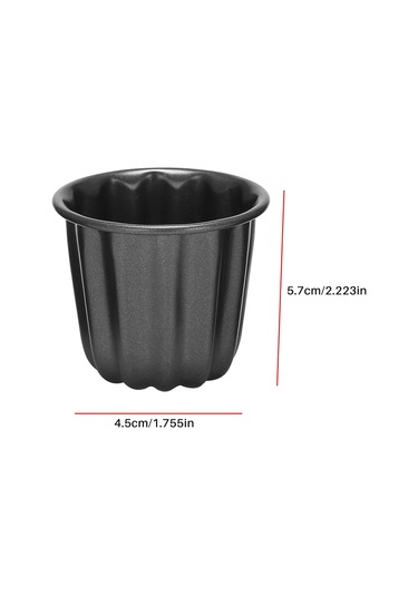 Sointeresting Canele Kalıbı, Cannele Muffin Kupası, 4 Adet Yapışmaz Cannele Kalıbı Gri-siyah Canneles Gri-siyah