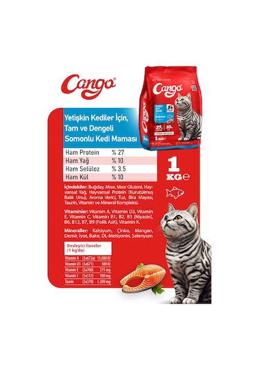 Cango Yetişkin Kedi Maması Somonlu 1 Kg