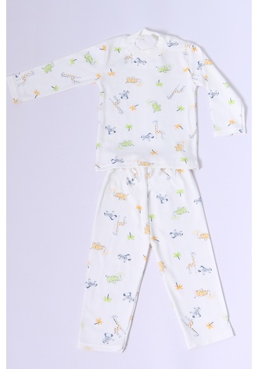 Hçm Bebek Pamuk Pijama Takımı Tenkli Baskılı Bisiklet Yaka A2 Yeşil