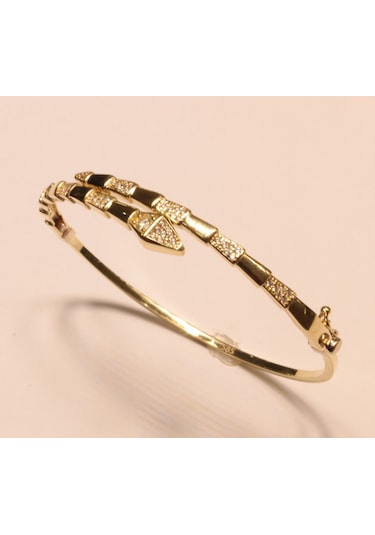 14 Ayar Altın Yılan Model Kelepçe Bilezik Sarı Altın