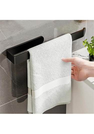 Alper Banyo Siyah Yapışkanlı Lamalı Solo Havlu Kağıdı Asacağı Solo Havluluk Siyah