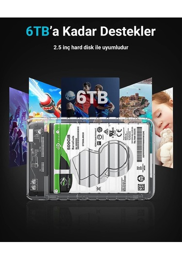 Orico Usb3.2 Gen2 6gbps Type-c 2.5 İnch Sata Ssd Hard Disk Kutusu Şeffaf