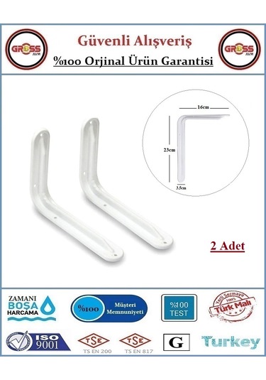 Raf Ayağı - Metal L Raf Altı Demiri - 16x23cm Beyaz - 2 Adet