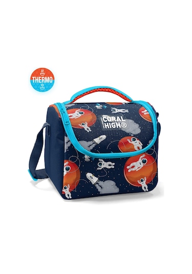 Coral High Kids Lacivert Mavi Astronot Desenli Thermo Beslenme Çantası 11893