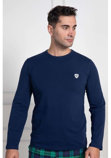 Mecit 3051 Erkek Lacivert Ekoseli Büyük Beden Pijama Takımı Lacivert