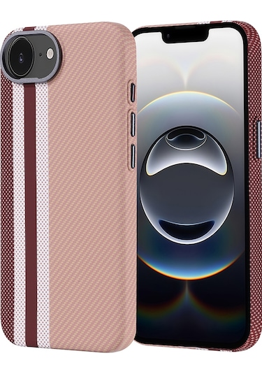 İphone 16e Uyumlu Kılıf Magsafe Şarj Özellikli Karbon Fiber Görünümlü Zore Nekst Kapak - Gold Altın