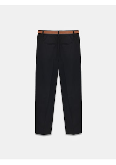 Dilvin 72661 Düz Paçalı Kemerli Pantolon-siyah