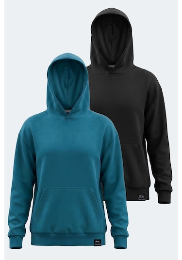 Slazenger Vıolence 2 Li Set Kadın Sweatshırt Siyah - Petrol