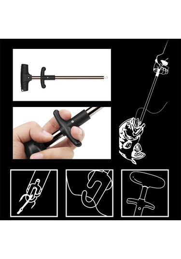 Kosona Gümüş Alüminyum Plastik Balık İğnesi Çıkarıcı, Ergonomik Tutamaklı Tek Elle Kullanıma Uygun 243mm