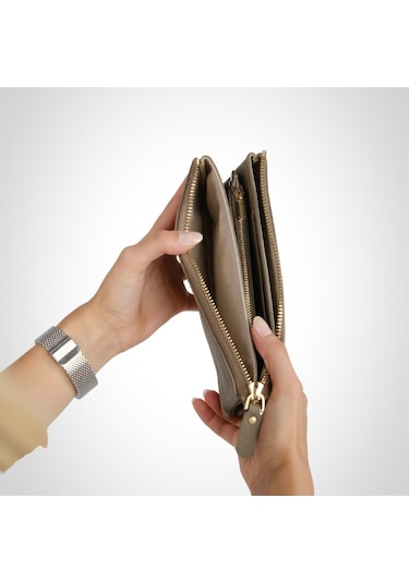 Mft Leather Hakiki Deri Kadın Cüzdan Çanta Almeda 5463 Flother Mat Vizon