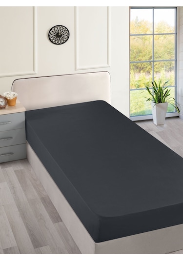 Menderes Home Cotton Collection Ranforce Tek Kişilik Çarşaf Düzboya Antrasit