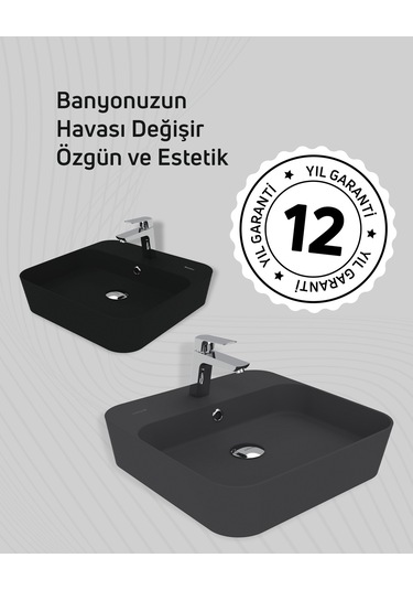 Creavit Loop Kare Masa Üstü İnce Çanak Lavabo 45 Cm Nil Yeşili Lp046-00ny