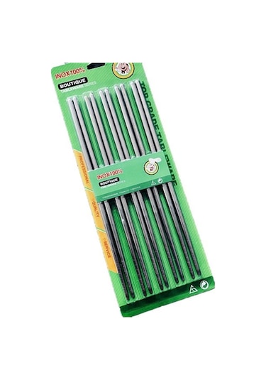 Metal Chopstick 5'li Paslanmaz Çelik Çin Çubuğu Siyah