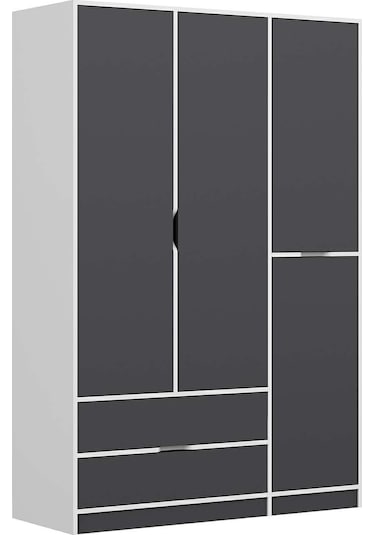 Elina 3 Kapaklı Dolap - Beyaz/antrasit Çok Renkli