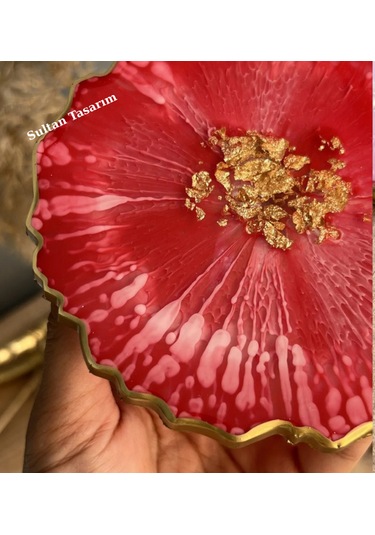 Tekli Epoksi Bardak Altlığı - 112 Kırmızı