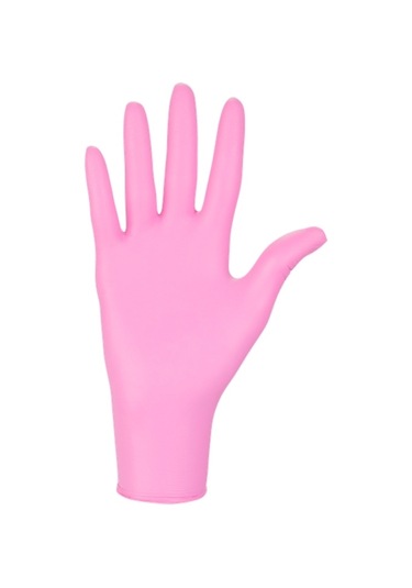 100 Adet Nitril Eldiven - Beden: Büyük - Pembe