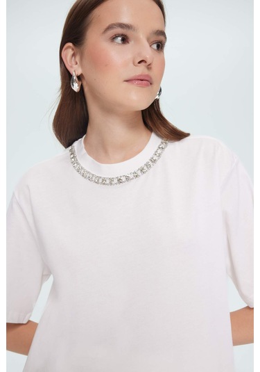 DeFacto Regular Fit Bisiklet Yaka Kısa Kollu Tunik F1801AX25SMER85 DeFacto Regular Fit Bisiklet Yaka Kısa Kollu Tunik F1801AX25SMER85