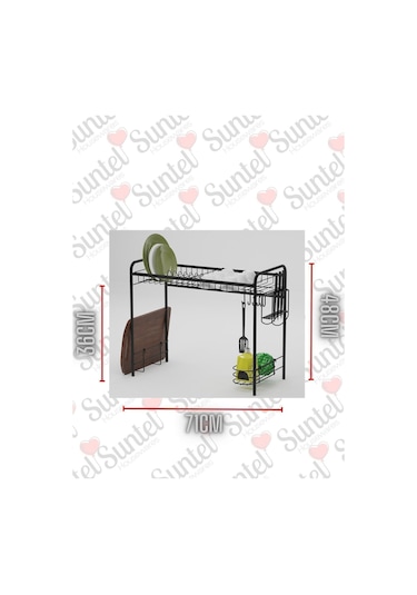 Suntel Mini Bulaşıklık & Bulaşık Kurutma Matı - Pratik Ve Bulaşıklık Siyah